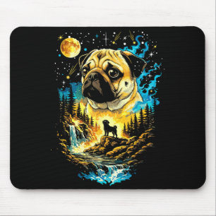 Pug dog howling to the moon vintage funny pug moon mouse pad
