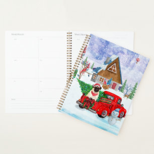 Pug Dog In Christmas Delivery Truck Snow  Planner