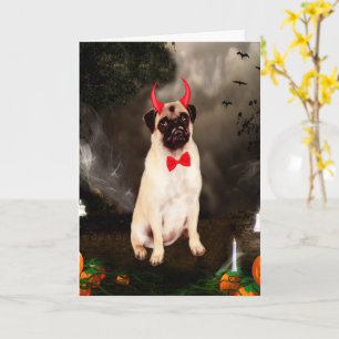 Pug Dog in Halloween Costume Card