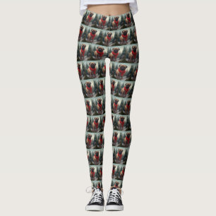 Pug Dog in Snow Christmas Leggings
