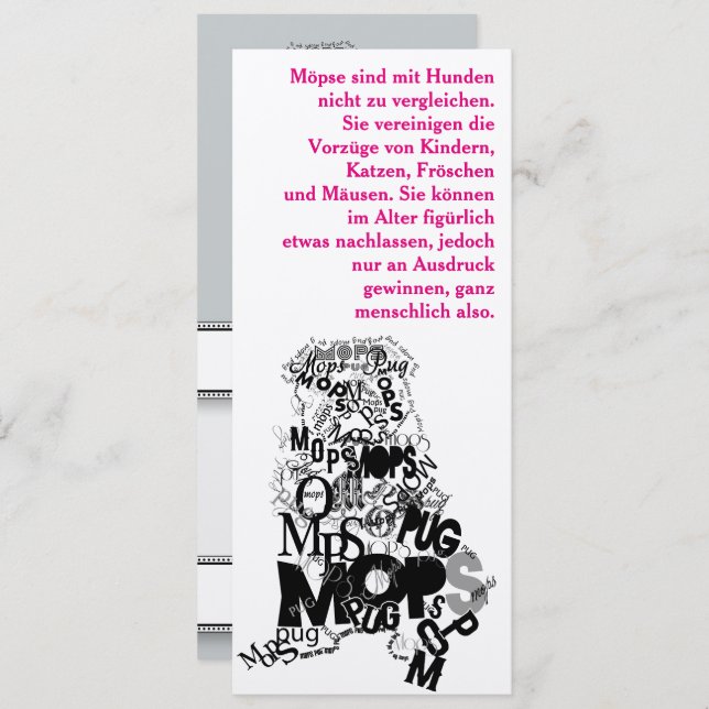 Pug Dog Invitations (Front/Back)