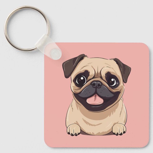 Pug dog key ring (Front)