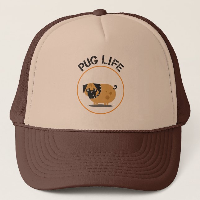 Pug Dog Life Trucker Hat (Front)