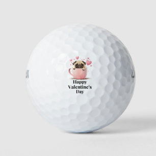 Pug Dog lover for Valentine's Day Golf Balls