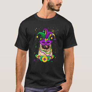 Pug Dog Lover Mardi Gras Carnival Funny Mask Beads T-Shirt