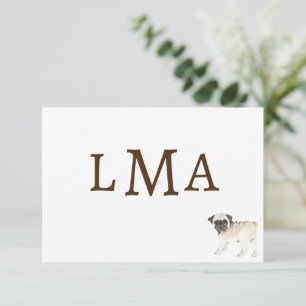 Pug Dog Lover Monogram Note Card