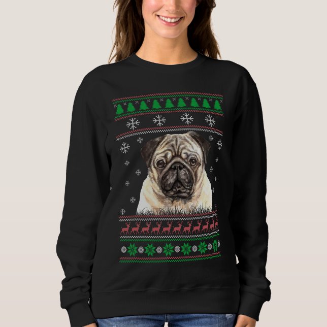 Pug Dog Lover Ugly Christmas Sweater Xmas Gift (Front)