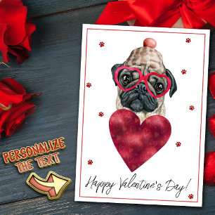 Pug Dog Lover Valentine Gift Holiday Card