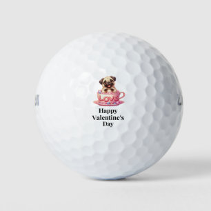 Pug Dog Lovers for Valentine's Day Golf Balls