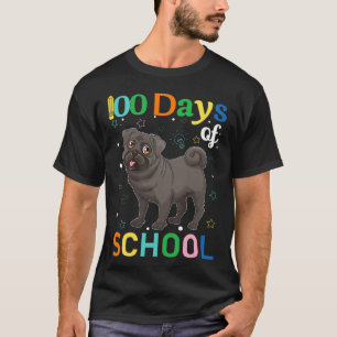 Pug Dog Lovers Teacher Student 100th Day of School T-Shirt