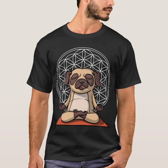 Pug Dog Meditation T-Shirt (Front)