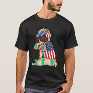 Pug dog Merica 4th of july usa american flag men w T-Shirt