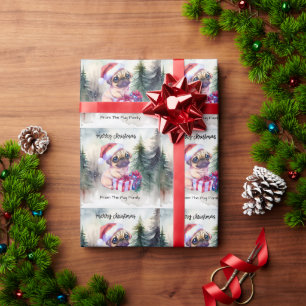 PUG Dog Merry Christmas  Wrapping Paper