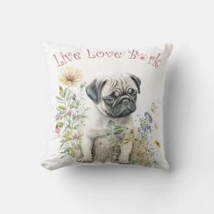 Pug Dog Mum Floral Cushion