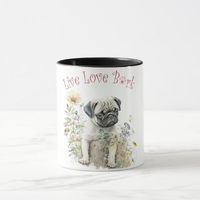 Pug Dog Mum Floral Mug (Center)