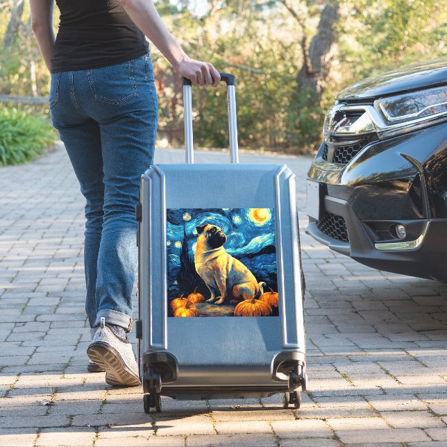 Pug dog of van gogh starry night halloween Funny J (Suitcase Insitu)