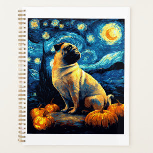 Pug dog of van gogh starry night halloween Funny J Planner