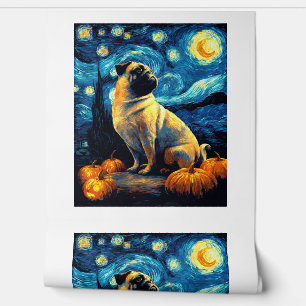 Pug dog of van gogh starry night halloween Funny J Wallpaper