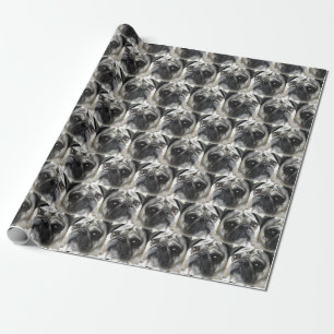 Pug dog pattern wrapping paper