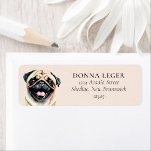 Pug Dog Personalised Address Return Address Label