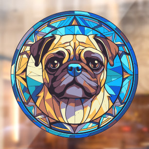 Pug Dog Pet Breed Watercolor Faux Stained Glass