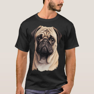 Pug Dog Pet Owner Watercolor Full Face Art T-Shirt