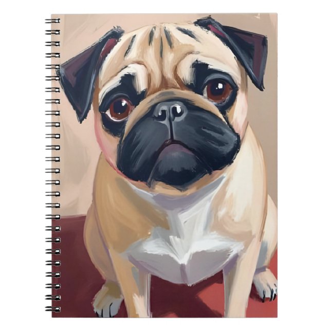 Pug Dog Pet Painting  Notebook (Front)