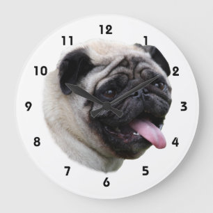 Pug dog pet photo portrait large clock