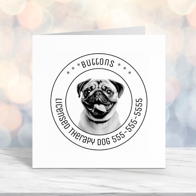 Pug Dog Pet Photo Round Self-inking Stamp (Creator Uploaded)