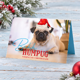 Pug Dog Photo Funny Bah Humpug Christmas Holiday Card