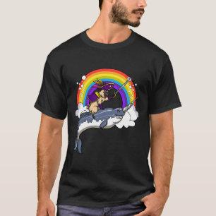 Pug Dog Pirate Riding Narwhal Fish Classic 915 T-Shirt