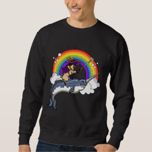 Pug Dog Pirate Riding Narwhal Fish Classic T-Shirt Sweatshirt