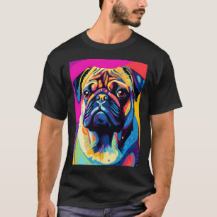 Pug dog portraits drawing. animal colourful. Anima T-Shirt