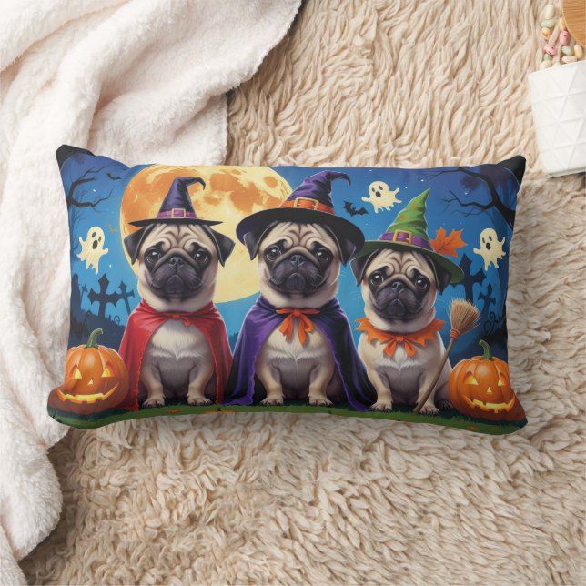 Pug Dog Pumpkin Halloween Funny  Lumbar Cushion (Blanket)