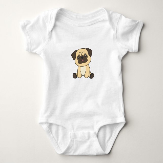 Pug Dog Puppy Dog Baby Bodysuit (Front)