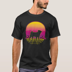 Pug Dog Puppy Retro Vintage Sunset T-Shirt