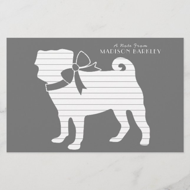 Pug Dog Puppy Stationery (Front)
