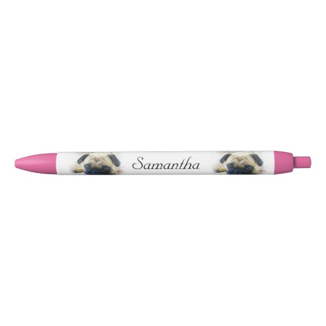 Pug dog Red personalised pen (Front)