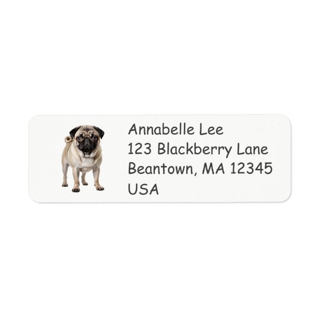Pug Dog Return Address Label (Front)