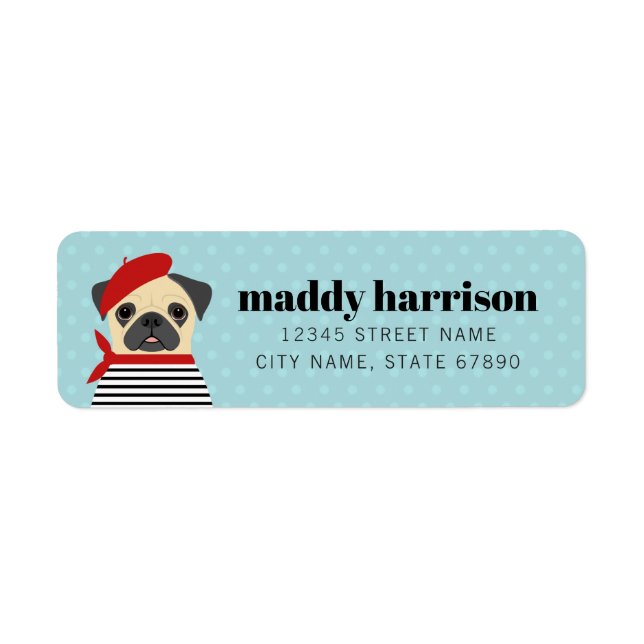 Pug Dog Return Address Labels (Front)