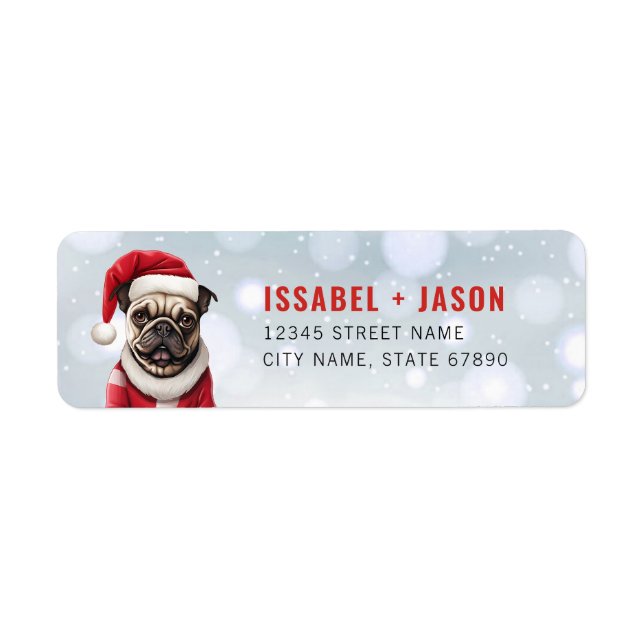 Pug Dog Return Address Labels (Front)