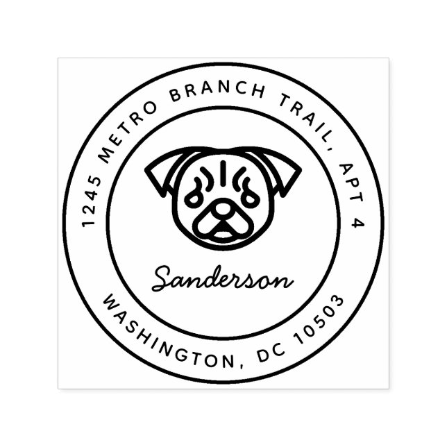 Pug Dog Return Address Stamp Self-Inking (Design)