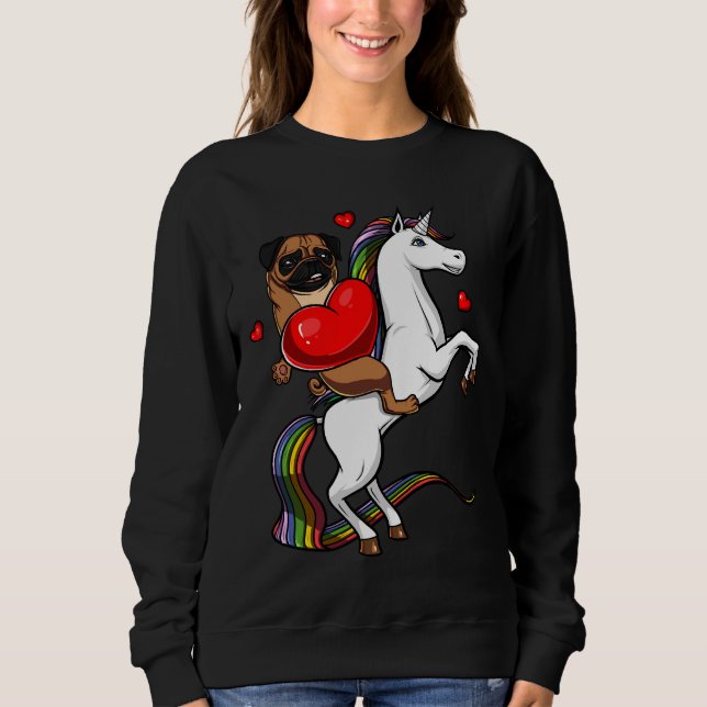 Pug Dog Riding Unicorn  Classic T-Shirt 313 Sweatshirt (Front)