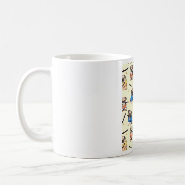  Pug Dog Samurai Pattern  Coffee Mug (Left)