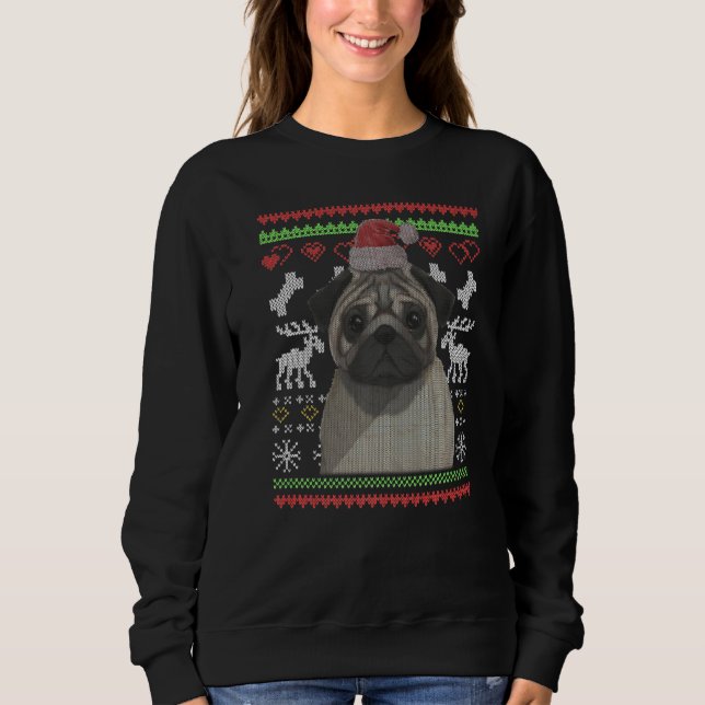 Pug Dog Santa Claus Ugly Christmas Pattern X Mas   Sweatshirt (Front)