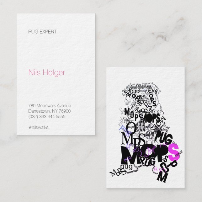 Pug Dog Services Typo Business Card (Front/Back)