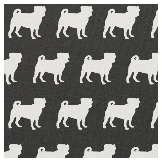 Pug Dog Silhouette Pet Fabric (Close Up)