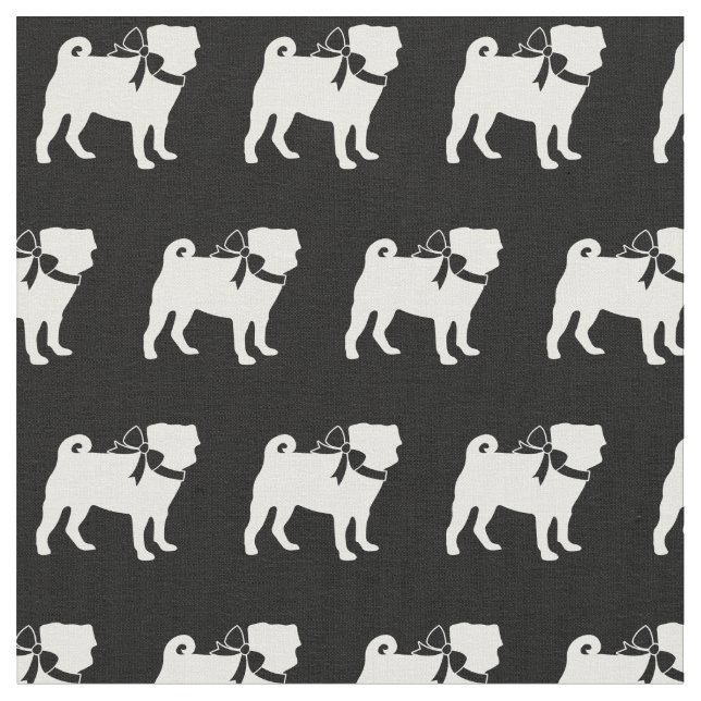 Pug Dog Silhouette Pet Fabric (Close Up)