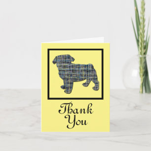 Pug Dog Silhouette Thank You Greeting Card