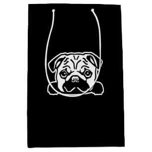 Pug Dog Sketch Portrait Medium Gift Bag
